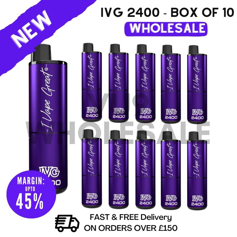 Shop Blackcurrant Menthol IVG 2400 Disposable Vapes Bulk Buy - Box Of 10 - UK Vape World