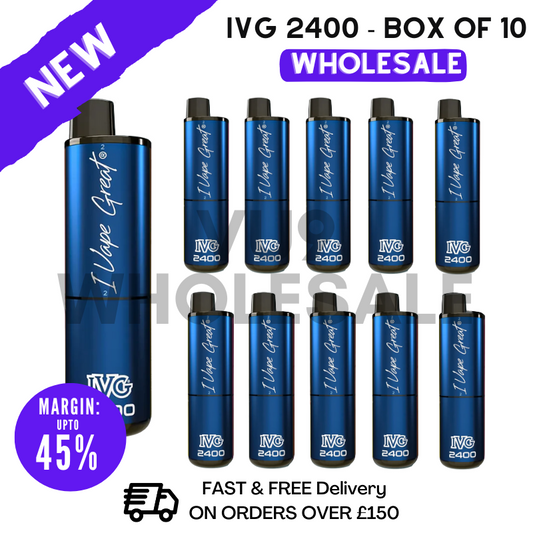 Shop Blue Edition IVG 2400 Disposable Vapes Bulk Buy - Box Of 10 - UK Vape World