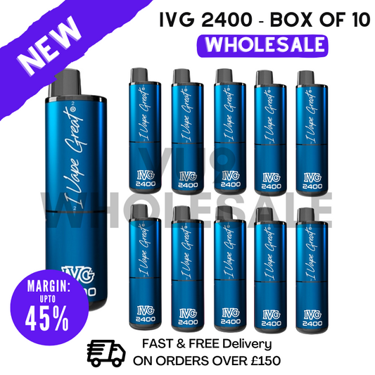 Buy Blue Raspberry ICE IVG 2400 Disposable Vapes Bulk Buy - Box Of 10 - VU9 WHOLESALE