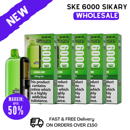 Shop Lemon Lime SKE Sikary 6000 Puff 6K Wholesale - Box Of 5 - VU9 Wholesale