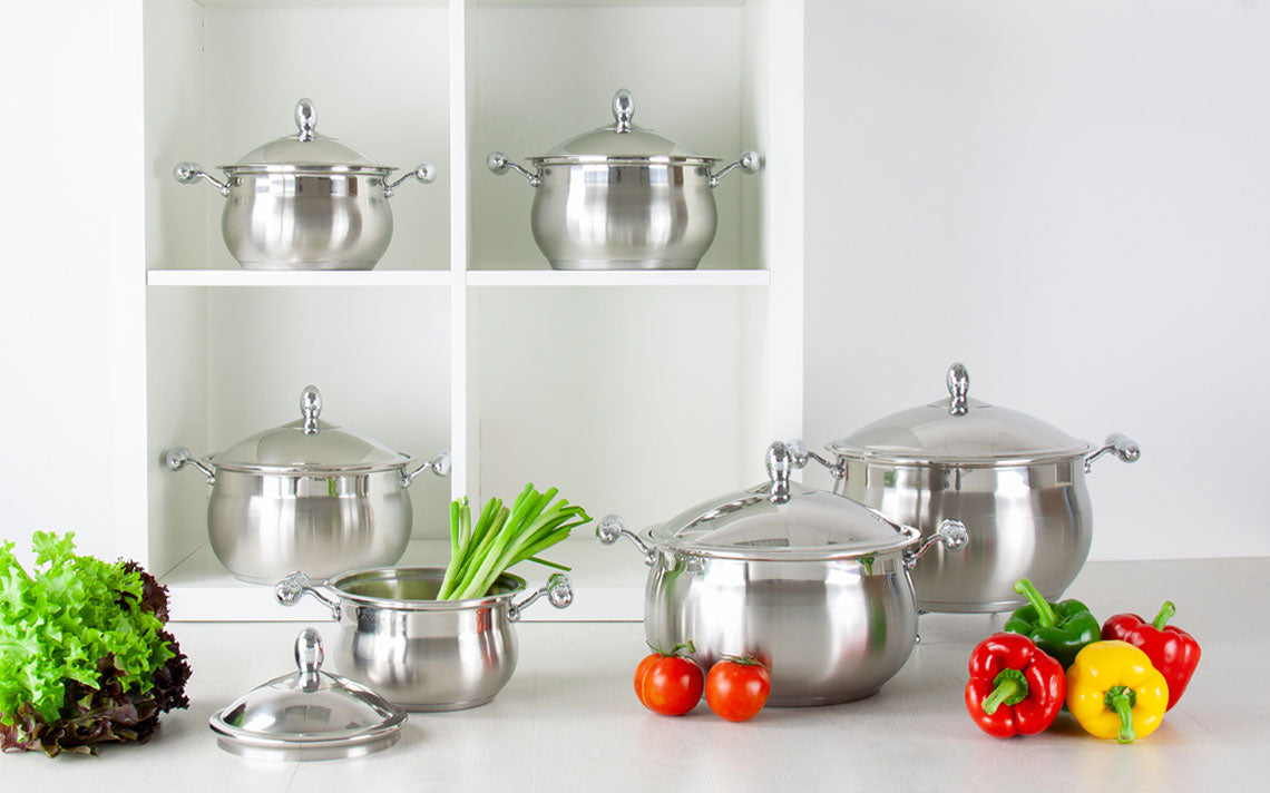 Lustro Stainless Imperiale Steel Casserole Set 6Pc Set 7991 (Big Parcel Rate)