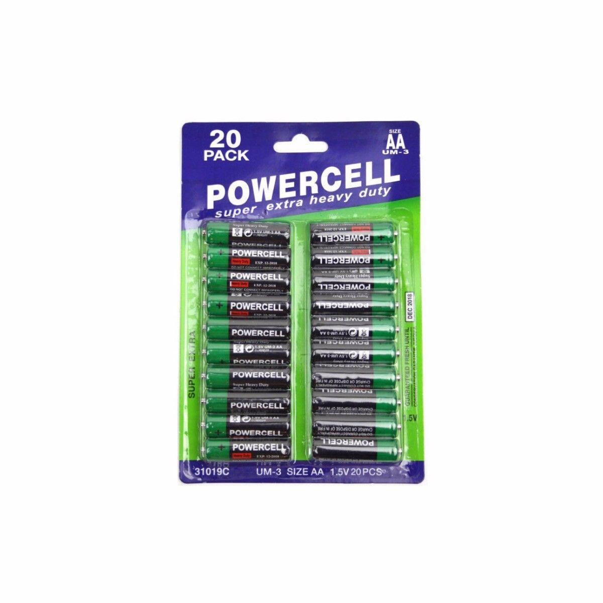 20 Powercell AA Zinc Batteries 1.5V UM3 Extra Heavy Duty 0012 (Parcel Rate)
