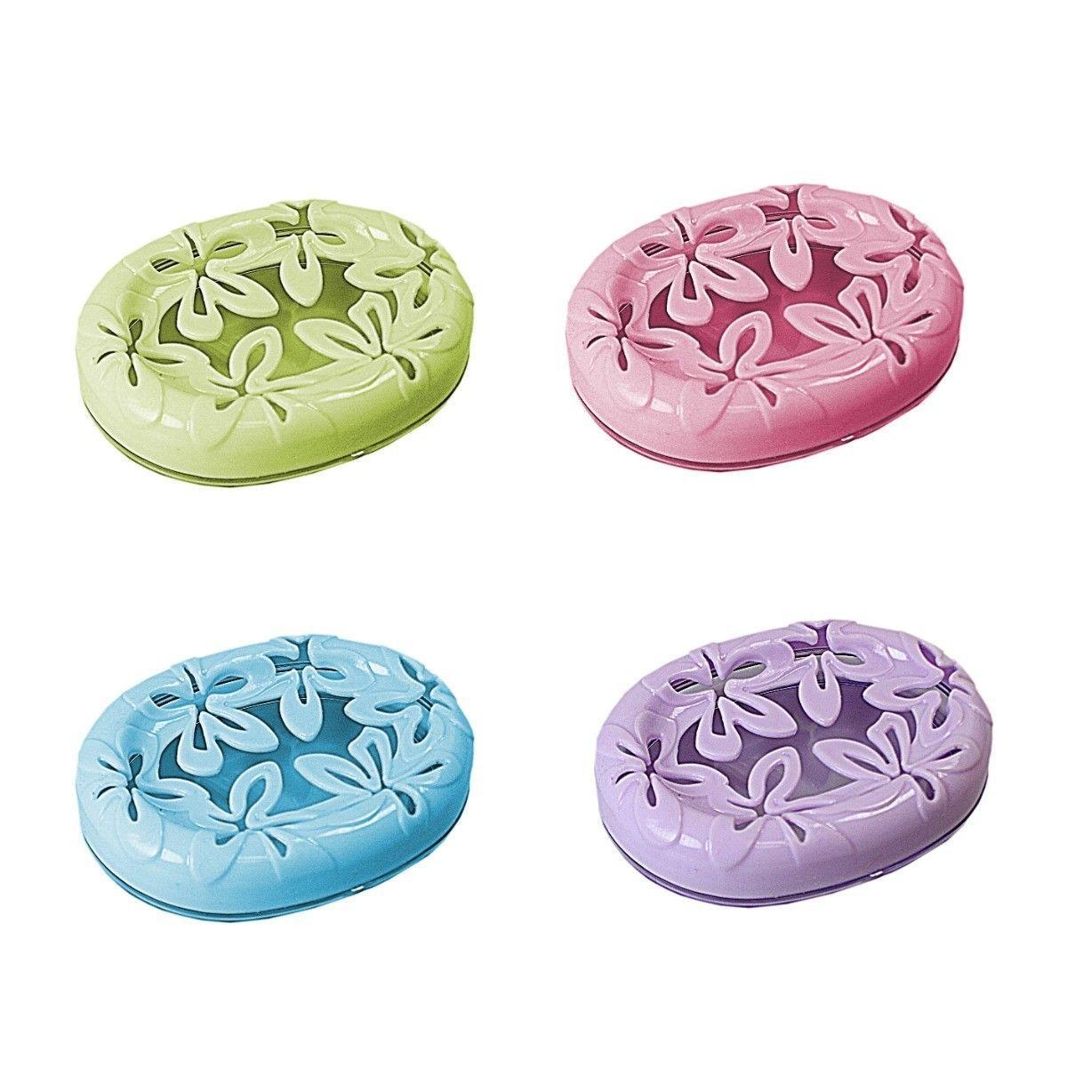 Crystal Cut Floral Plastic Soap Box In Assorted Colours 14cm x 10cm 3677 (Parcel Rate)