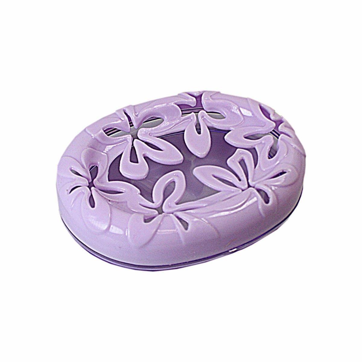 Crystal Cut Floral Plastic Soap Box In Assorted Colours 14cm x 10cm 3677 (Parcel Rate)