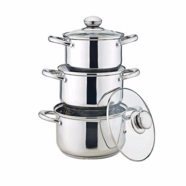 Set Of 3 Stock Pots With 2 Handles & Induction Bottoms  9201 (Parcel Rate)