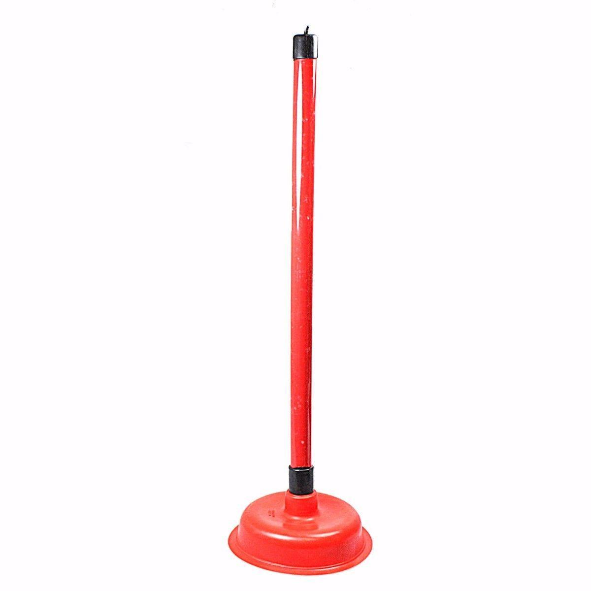 Bathroom Heavy Duty Plunger With Stick In Red  2575 (Parcel Rate)