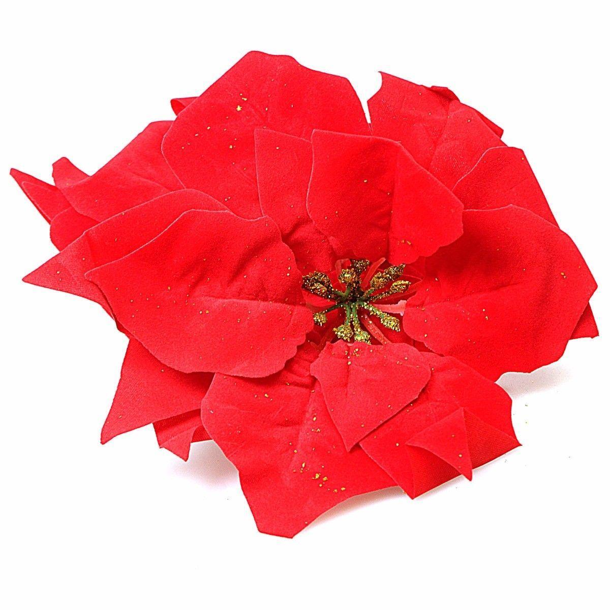 Red Floral Poinsetta Novelty Christmas Party Household Decor 2 Pack 1239 (Parcel Rate)