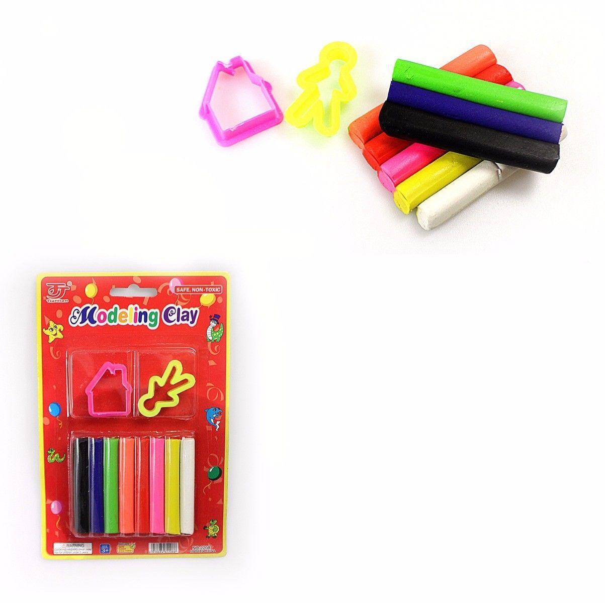 Childrens Assorted Colour Modelling Clay With Stencil 2848 (Parcel Rate)