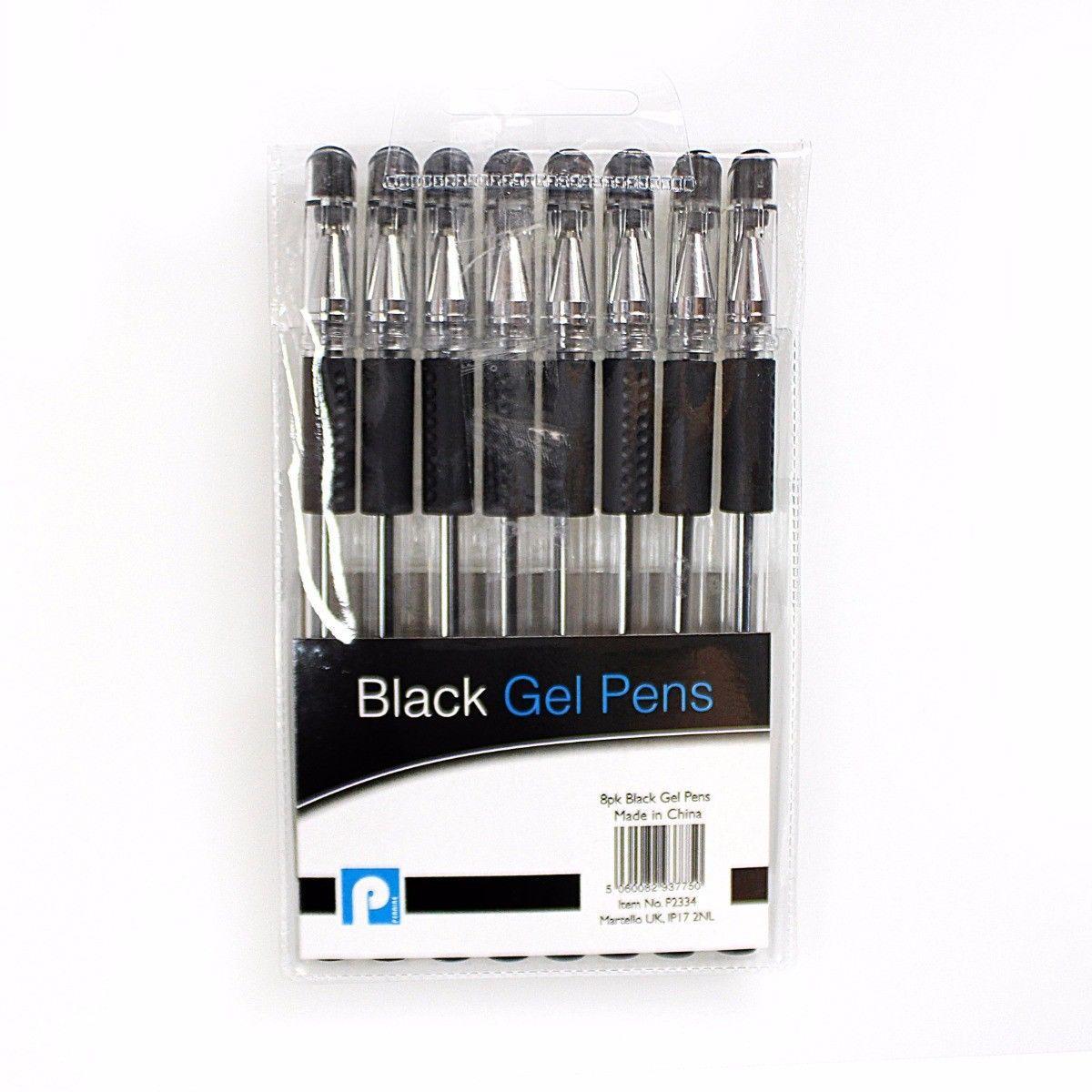 8 Pack Smooth Flow Black Gel Handwriting Pens Home School Office Use 3775 (Large Letter Rate)