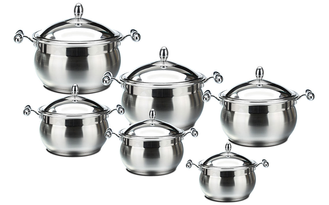 Lustro Stainless Imperiale Steel Casserole Set 6Pc Set 7991 (Big Parcel Rate)